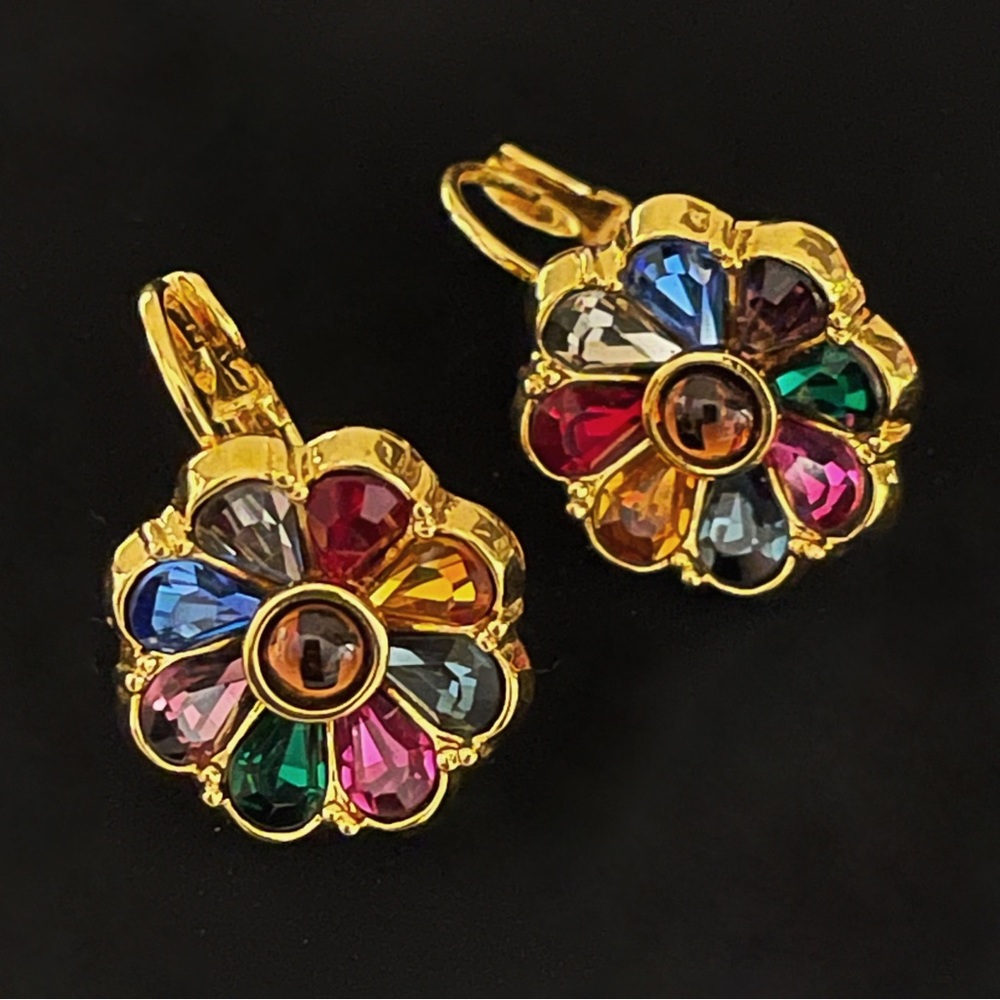 ✨Beautiful colourful Thailand Signed Rhinestones Earrings